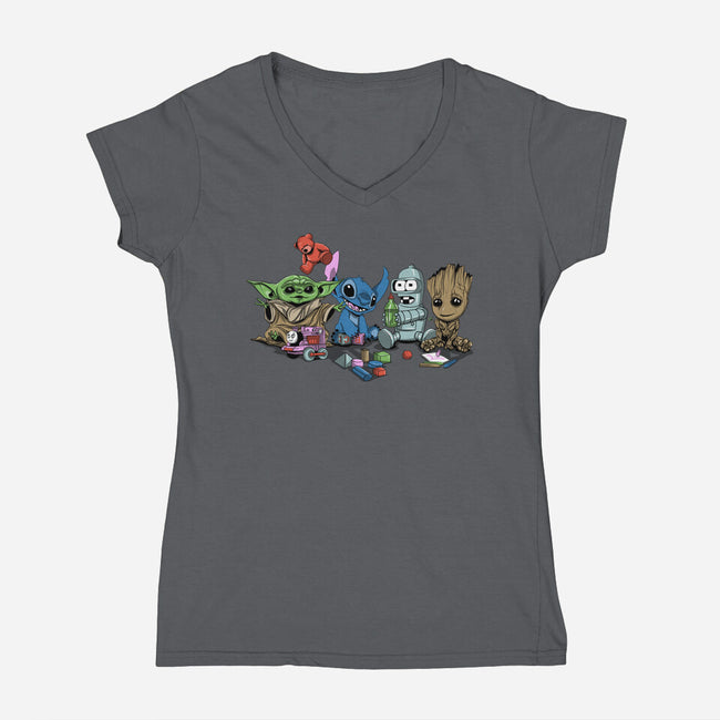 Awesome Kindergarten-Womens-V-Neck-Tee-zascanauta