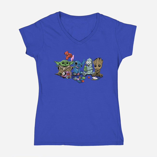 Awesome Kindergarten-Womens-V-Neck-Tee-zascanauta