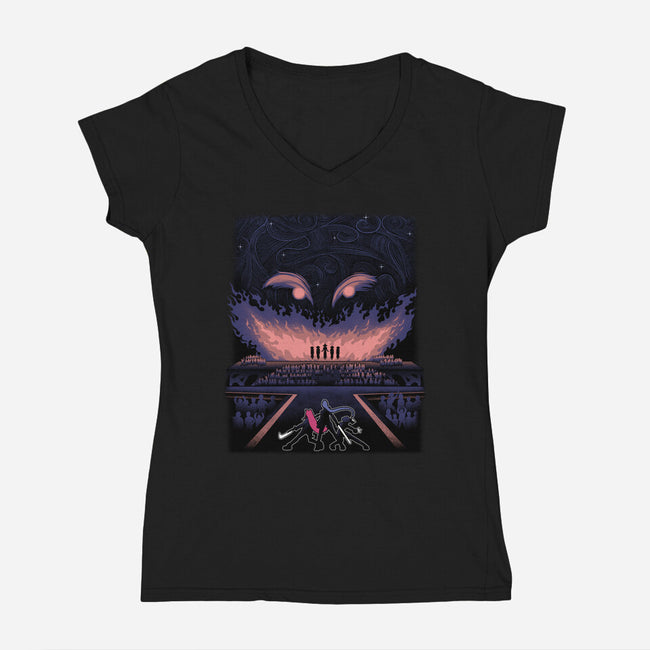 Gwi-Ma Starry Night-Womens-V-Neck-Tee-Astrobot Invention