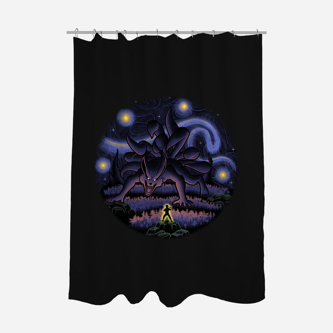 Kurama Starry Night-None-Polyester-Shower Curtain-Astrobot Invention
