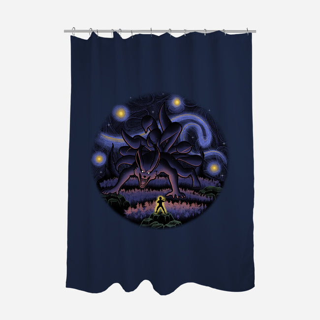 Kurama Starry Night-None-Polyester-Shower Curtain-Astrobot Invention