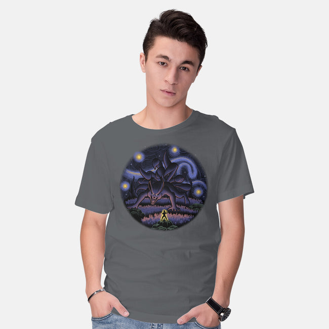Kurama Starry Night-Mens-Basic-Tee-Astrobot Invention