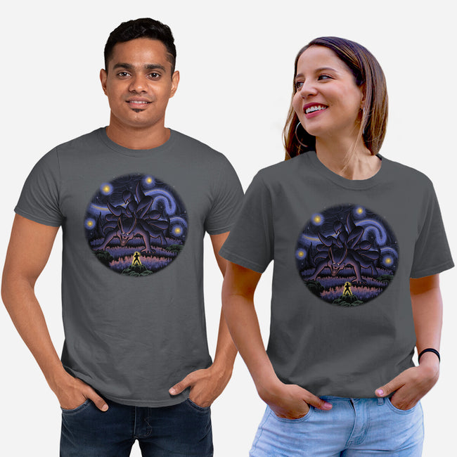 Kurama Starry Night-Unisex-Basic-Tee-Astrobot Invention