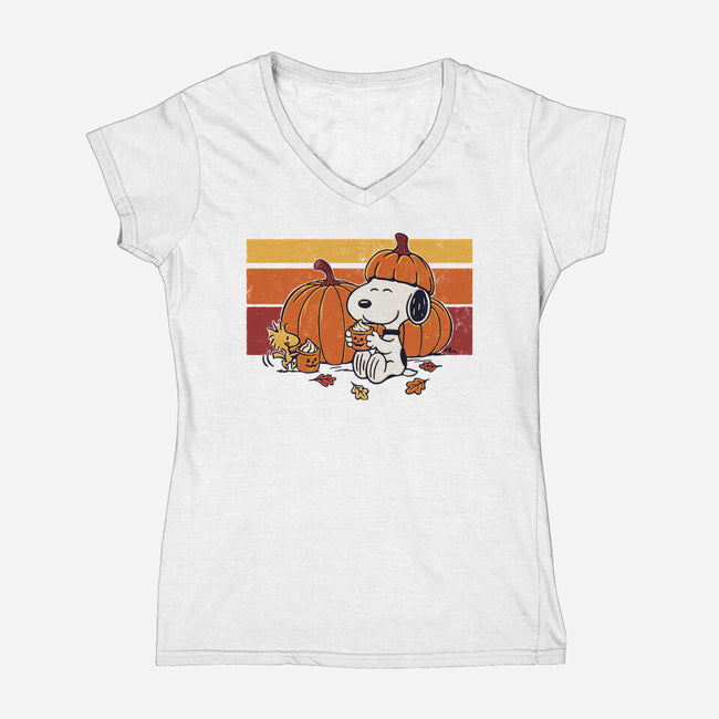 Pumpkin Spice And Friends-Womens-V-Neck-Tee-Popnotic