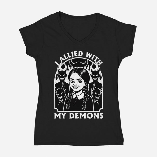 Goth Girl Demons-Womens-V-Neck-Tee-Studio Mootant