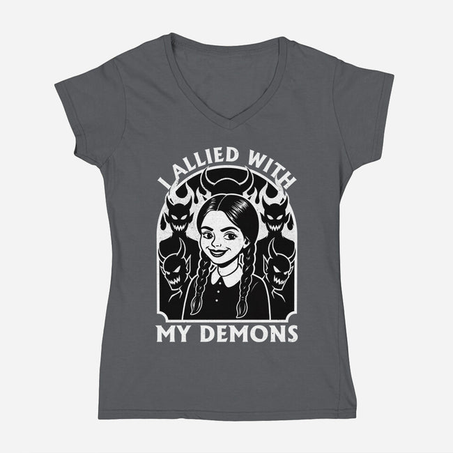 Goth Girl Demons-Womens-V-Neck-Tee-Studio Mootant