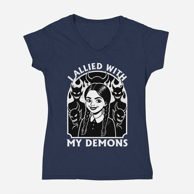 Goth Girl Demons-Womens-V-Neck-Tee-Studio Mootant