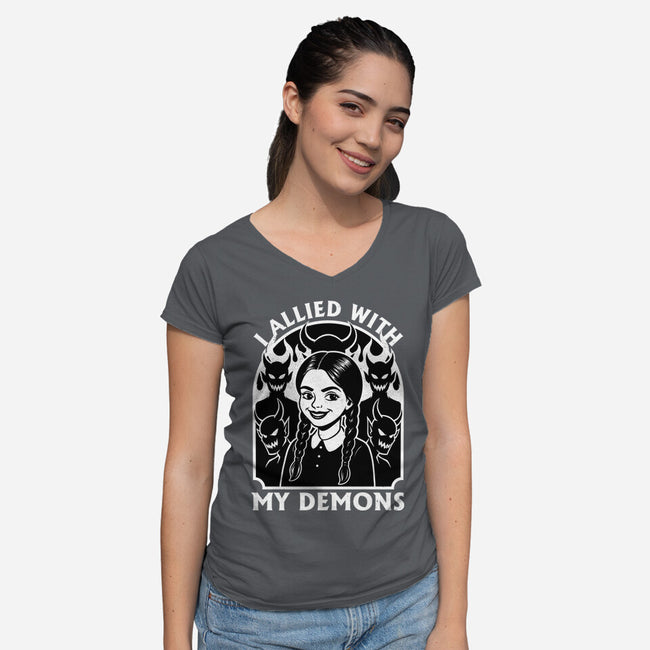 Goth Girl Demons-Womens-V-Neck-Tee-Studio Mootant