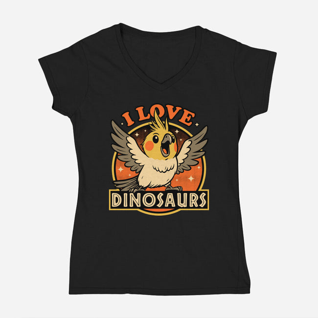 Bird Love Dinosaurs-Womens-V-Neck-Tee-Studio Mootant