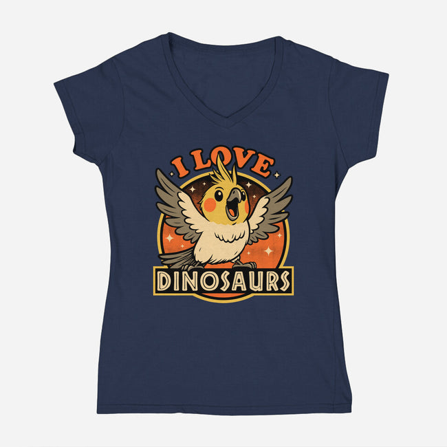 Bird Love Dinosaurs-Womens-V-Neck-Tee-Studio Mootant