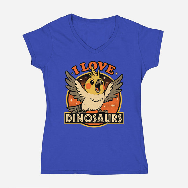 Bird Love Dinosaurs-Womens-V-Neck-Tee-Studio Mootant