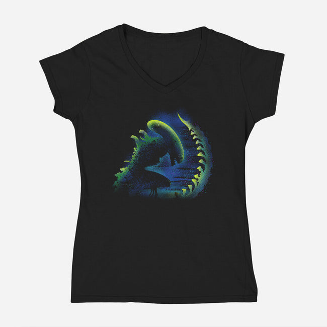 Xenospace-Womens-V-Neck-Tee-rocketman_art