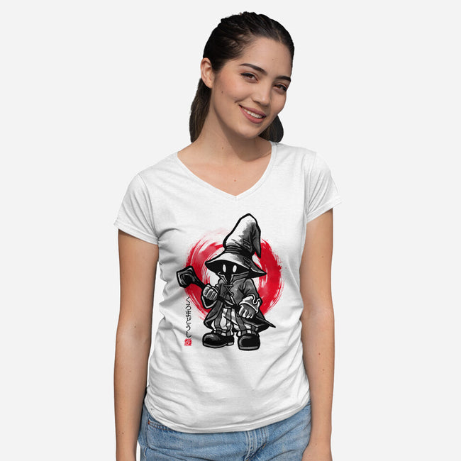 Sumi-e Mage-Womens-V-Neck-Tee-fanfreak1