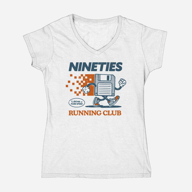 Nineties Run Club-Womens-V-Neck-Tee-dfonseca