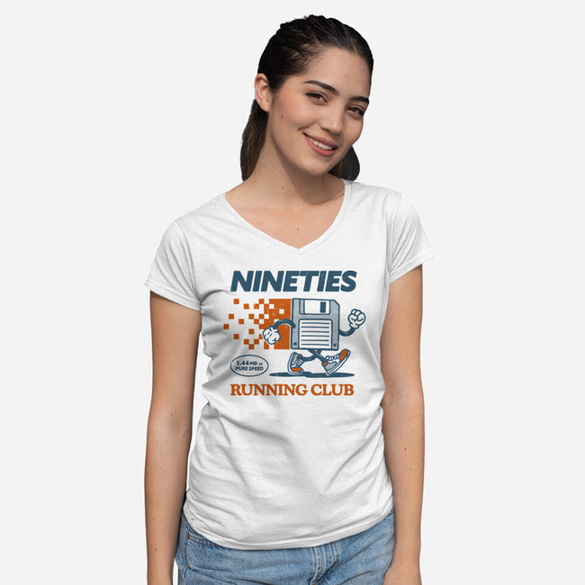 Nineties Run Club-Womens-V-Neck-Tee-dfonseca