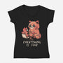 Red Pand Everything Is Fine-Womens-V-Neck-Tee-koalastudio