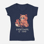 Red Pand Everything Is Fine-Womens-V-Neck-Tee-koalastudio
