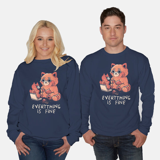 Red Pand Everything Is Fine-Unisex-Crew Neck-Sweatshirt-koalastudio