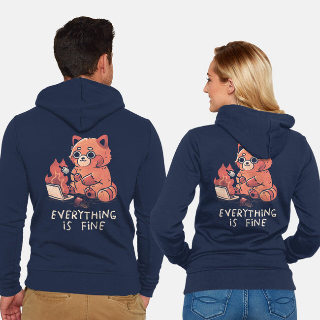 Red Pand Everything Is Fine-Unisex-Zip-Up-Sweatshirt-koalastudio