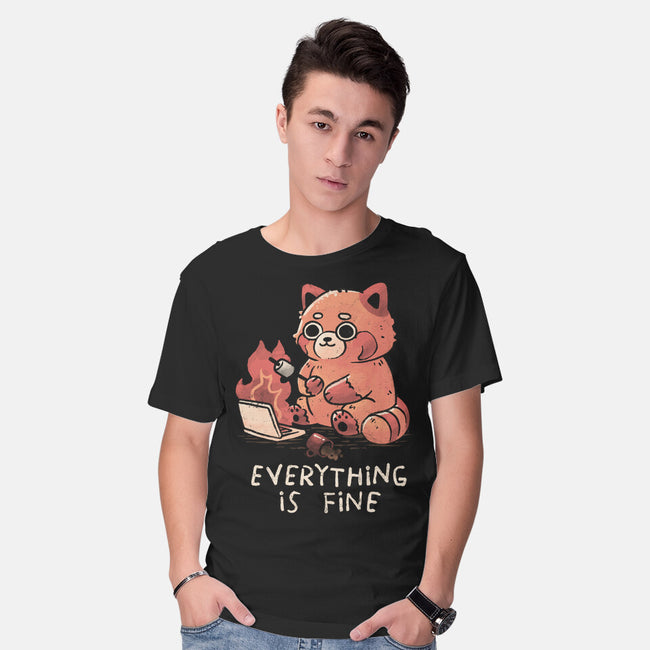 Red Pand Everything Is Fine-Mens-Basic-Tee-koalastudio