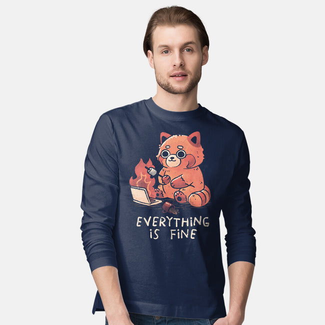 Red Pand Everything Is Fine-Mens-Long Sleeved-Tee-koalastudio