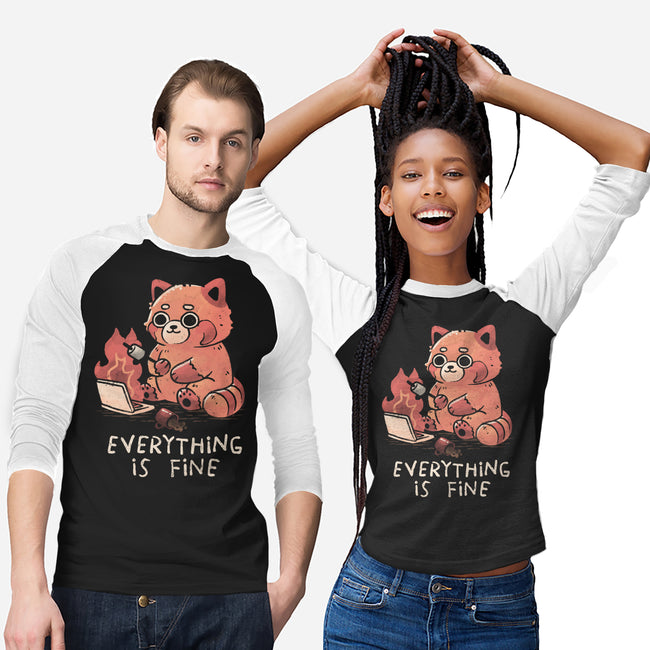 Red Pand Everything Is Fine-Unisex-Baseball-Tee-koalastudio