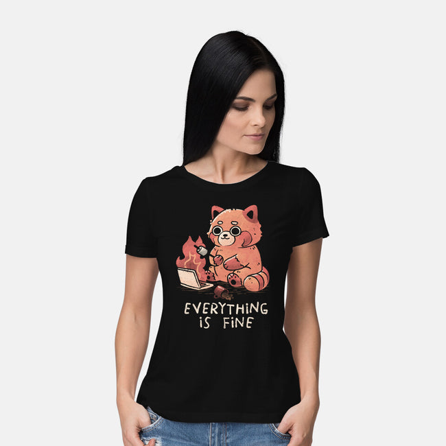 Red Pand Everything Is Fine-Womens-Basic-Tee-koalastudio