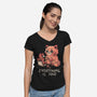 Red Pand Everything Is Fine-Womens-V-Neck-Tee-koalastudio