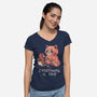 Red Pand Everything Is Fine-Womens-V-Neck-Tee-koalastudio