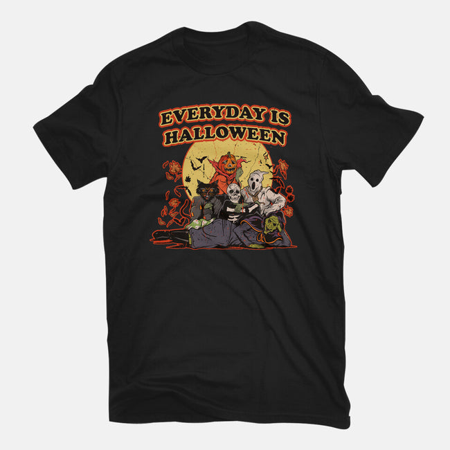 Everyday Is Halloween-Womens-Fitted-Tee-Green Devil