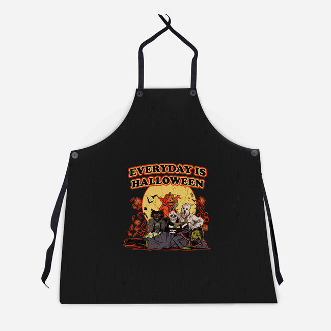 Everyday Is Halloween-Unisex-Kitchen-Apron-Green Devil