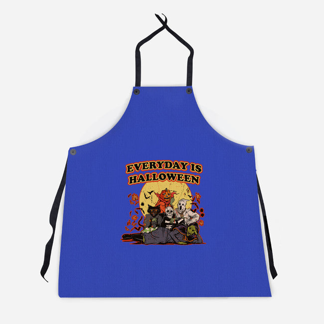 Everyday Is Halloween-Unisex-Kitchen-Apron-Green Devil