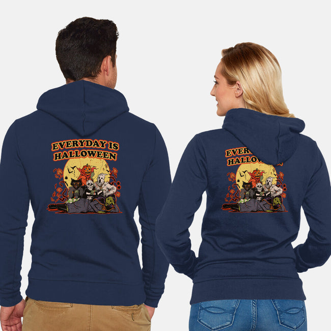 Everyday Is Halloween-Unisex-Zip-Up-Sweatshirt-Green Devil