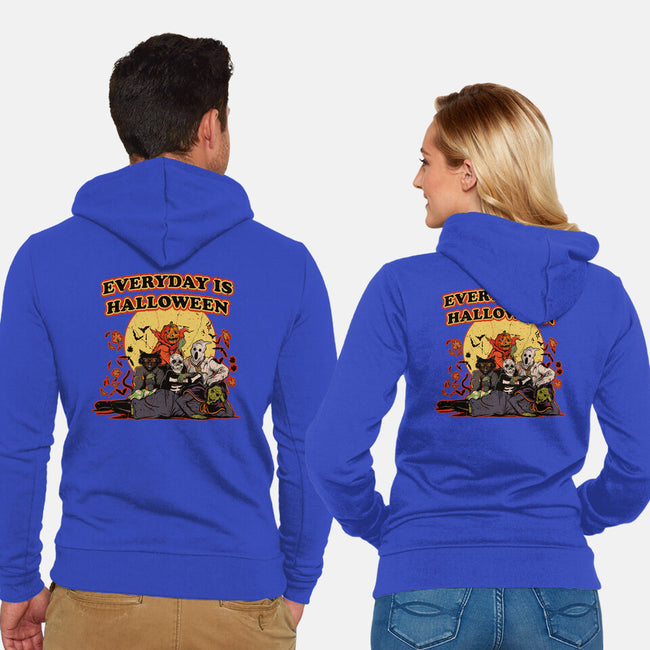 Everyday Is Halloween-Unisex-Zip-Up-Sweatshirt-Green Devil