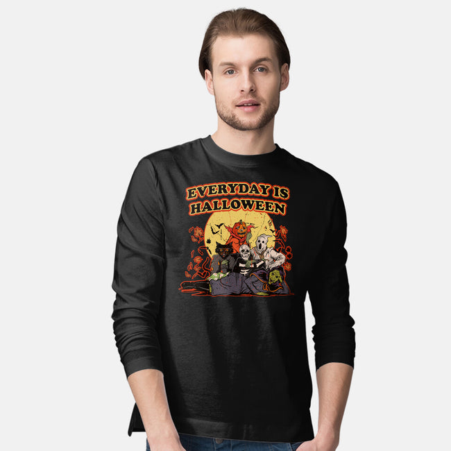 Everyday Is Halloween-Mens-Long Sleeved-Tee-Green Devil