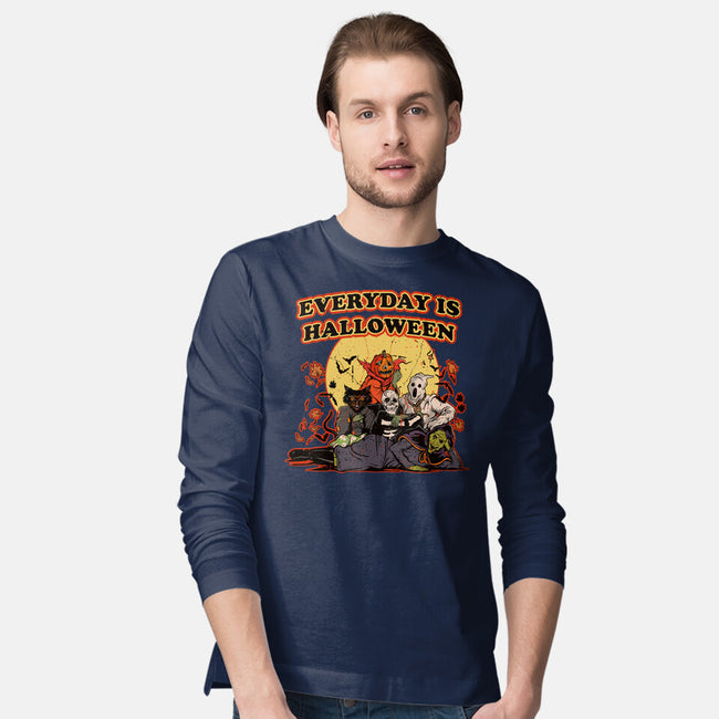 Everyday Is Halloween-Mens-Long Sleeved-Tee-Green Devil