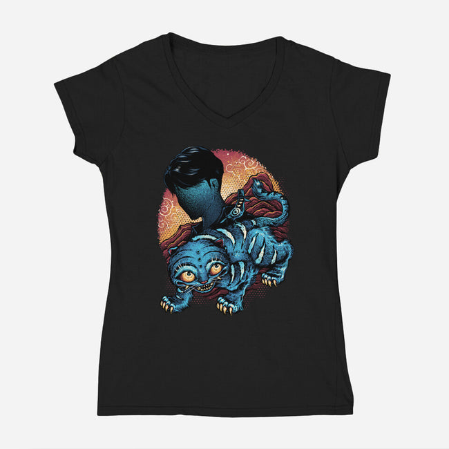 Derpy Companion-Womens-V-Neck-Tee-glitchygorilla