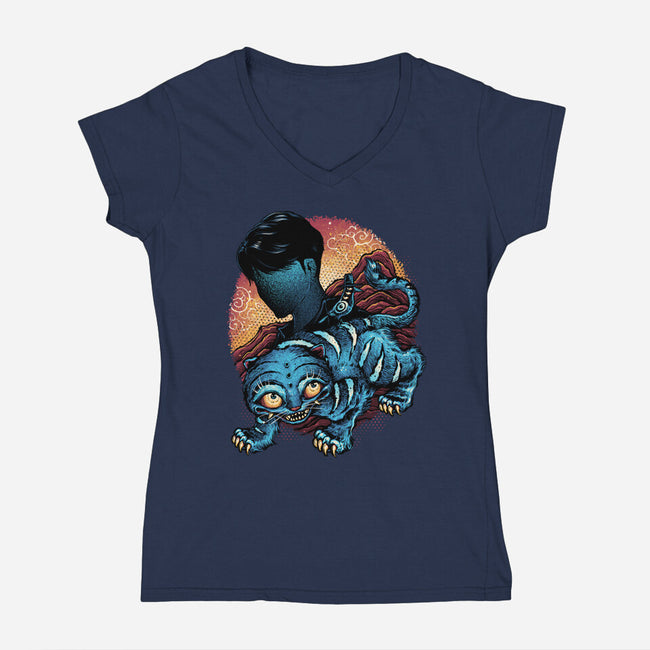 Derpy Companion-Womens-V-Neck-Tee-glitchygorilla
