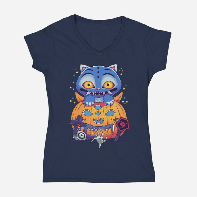 Derpy Halloween-Womens-V-Neck-Tee-Geekydog