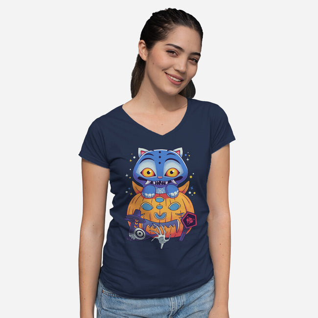 Derpy Halloween-Womens-V-Neck-Tee-Geekydog
