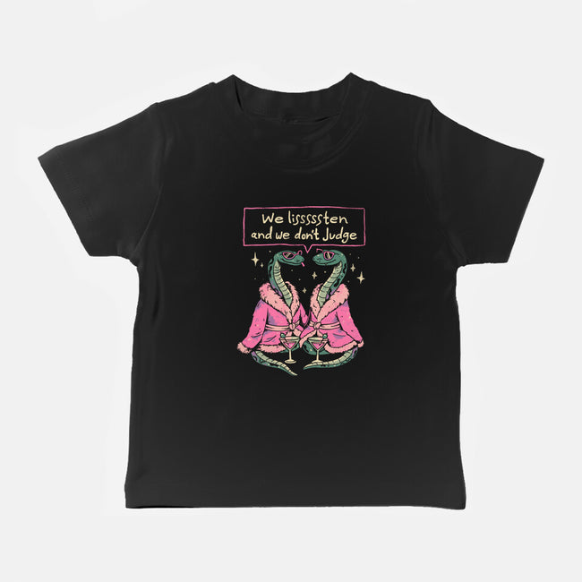 We Listen And We Don't Judge-Baby-Basic-Tee-eduely