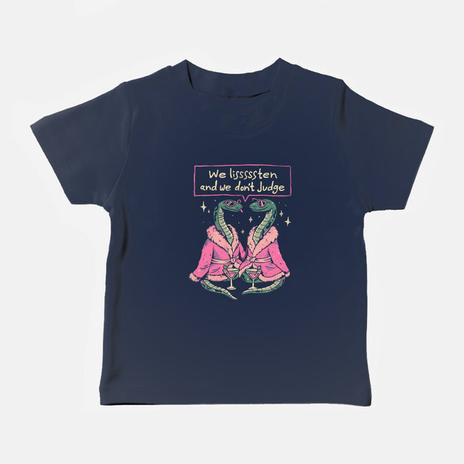 We Listen And We Don't Judge-Baby-Basic-Tee-eduely