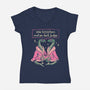 We Listen And We Don't Judge-Womens-V-Neck-Tee-eduely
