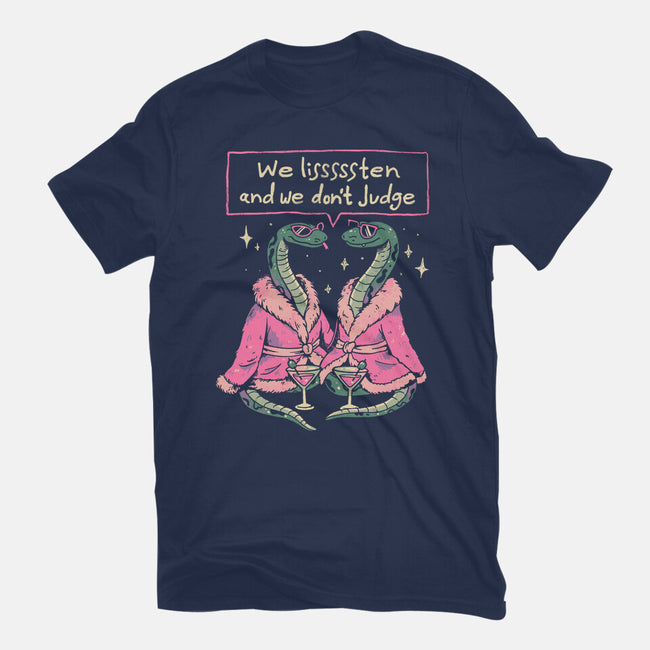 We Listen And We Don't Judge-Womens-Fitted-Tee-eduely
