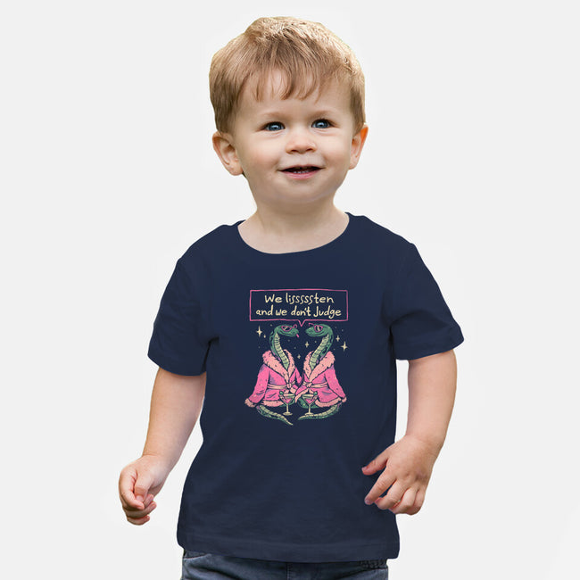 We Listen And We Don't Judge-Baby-Basic-Tee-eduely