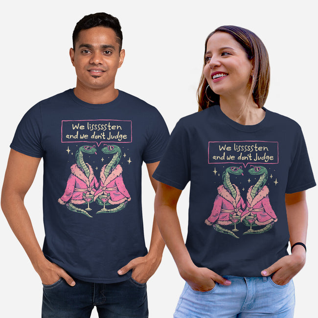 We Listen And We Don't Judge-Unisex-Basic-Tee-eduely
