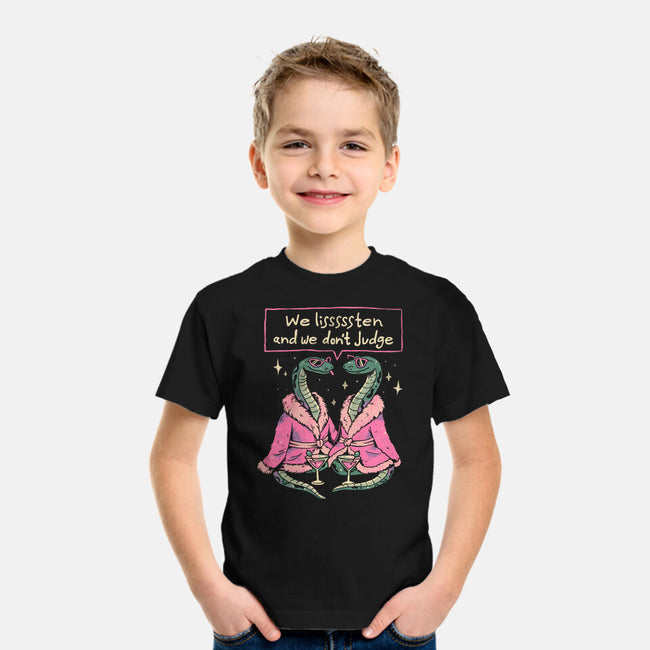 We Listen And We Don't Judge-Youth-Basic-Tee-eduely