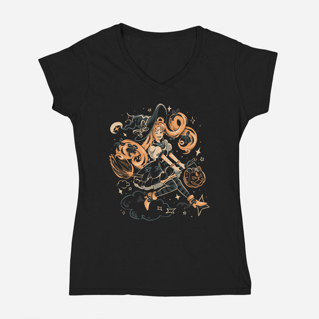 Moonlight Witch-Womens-V-Neck-Tee-Arigatees
