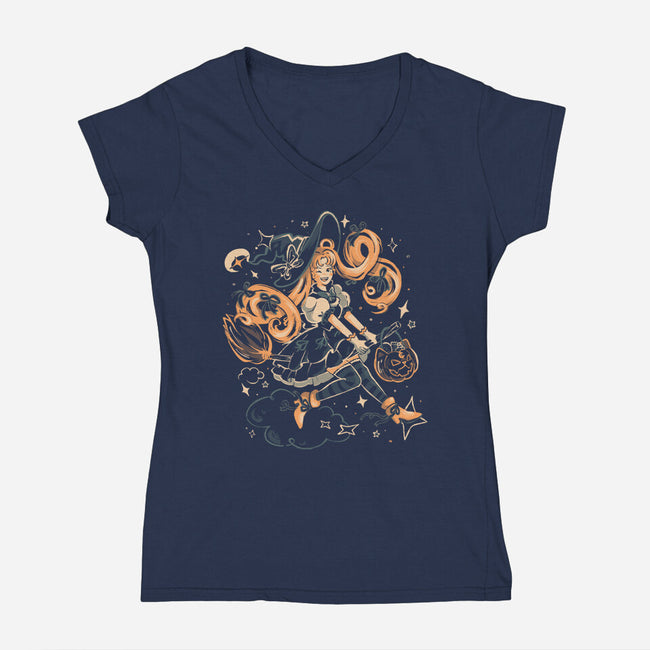 Moonlight Witch-Womens-V-Neck-Tee-Arigatees