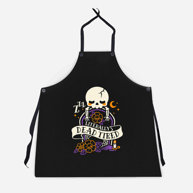 Literally Dead Tired-Unisex-Kitchen-Apron-NemiMakeit